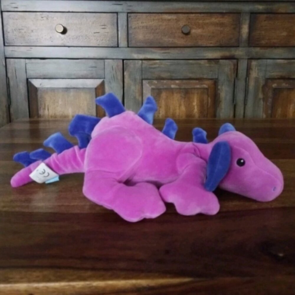 Manhattan Toy Company Purple Dragon Plush Hester Blue Velour Stuffed Animal 15”